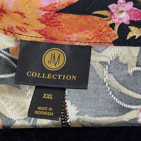 JM Collection Womens Plus XXL Floral Tunic Top 3/4 Sleeve Multicolor Stretch - Picture 3 of 10